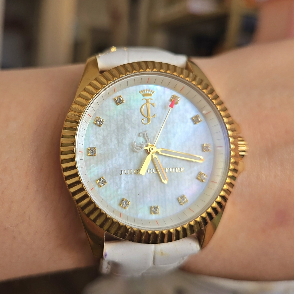 Vintage Juicy Couture Gold and White Opalescent Watch